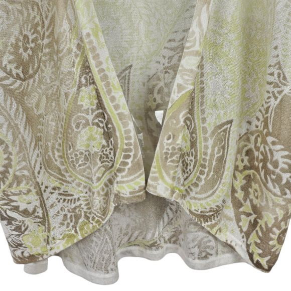 Chicos white lime taupe paisley print hilo cardigan sweater size 2 - Picture 5 of 7